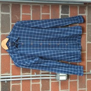 Saks Fifth Ave Long Sleeve Blue Plaid Button Up Long Sleeve T-shirt Size Small S